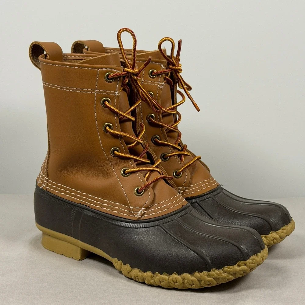 L.L. Bean Kids Size 4M Bean Boots 8-inch Duck Boots Tan Brown Made in USA 229685